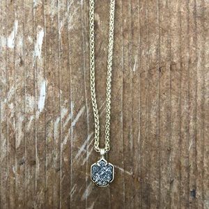 Kendra Scott Gold Long Drusy Pendant Necklace
